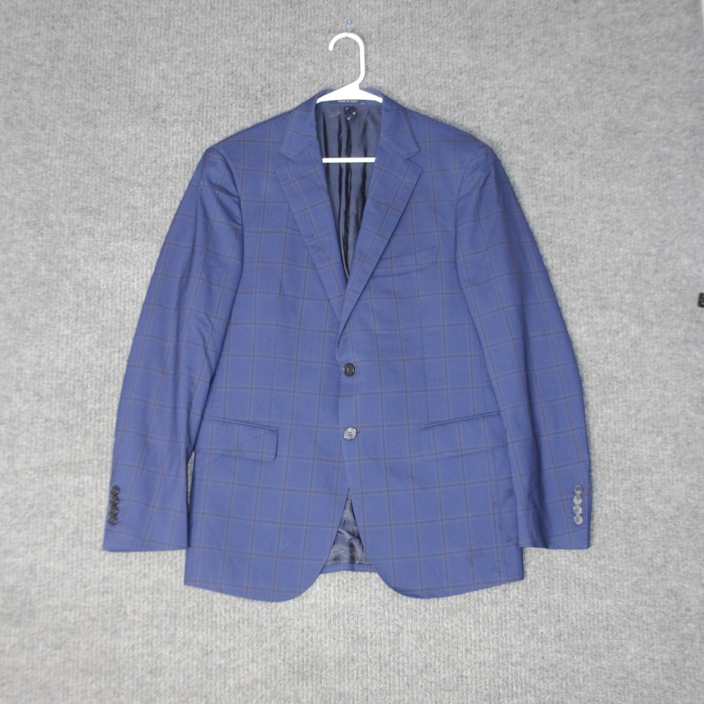 Boggi Milano Blazer Mens 50 Blue Plaid Carlo Barbera Super 140s Wool Jacket